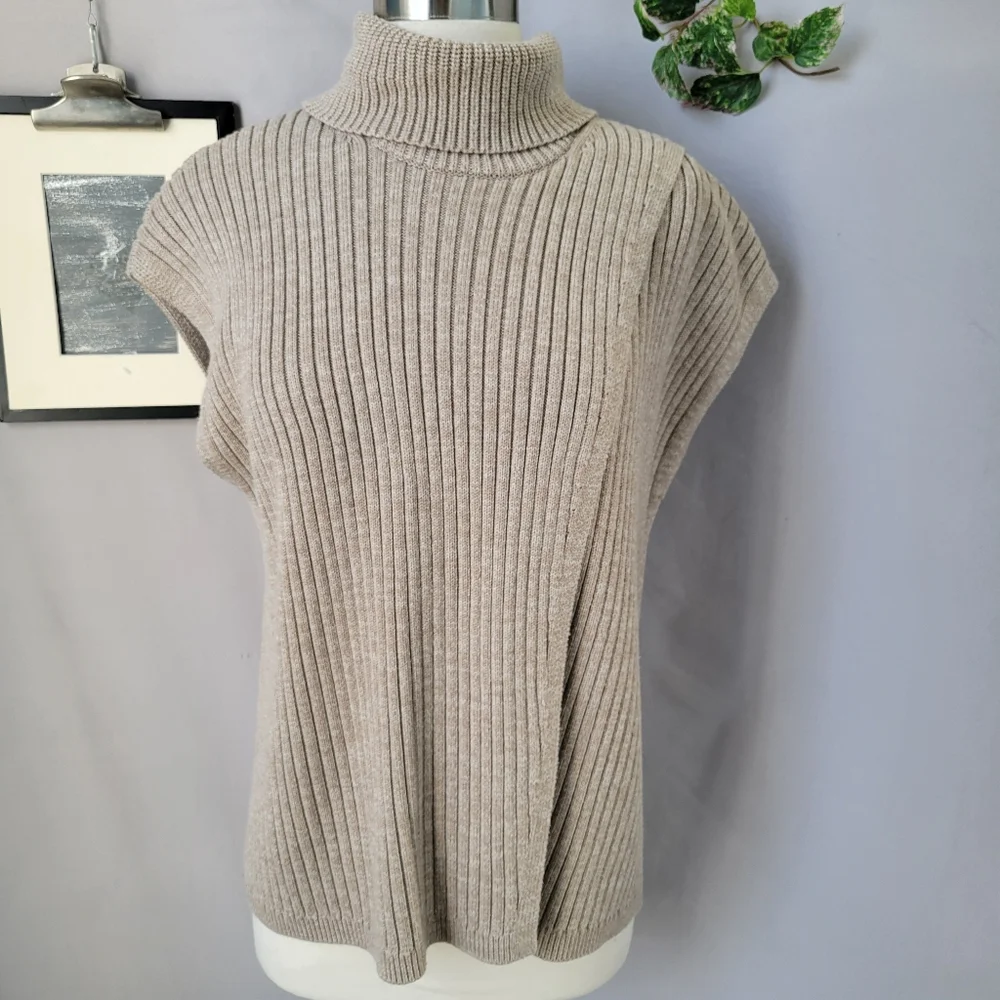 Thakoon Collective Cross Front Ribbed‎ Turtleneck Sweater M